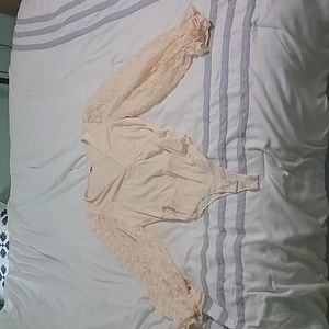 Cream Lace Bodysuit by Pink Lily